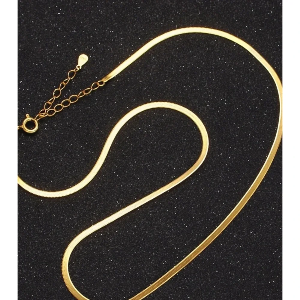 NEW Yellow Gold 3mm Herringbone Chain‎ Necklace